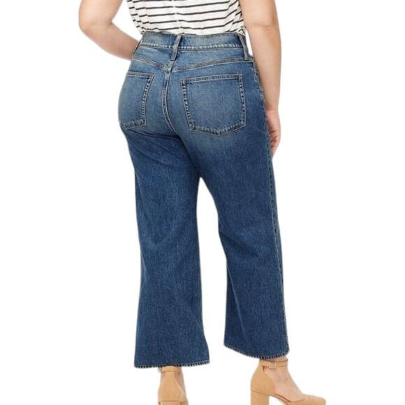 J.Crew Wide Leg High Rise Exposed Button Fly Jean Med Wash Sz 32 All Day Stretch - Picture 2 of 16